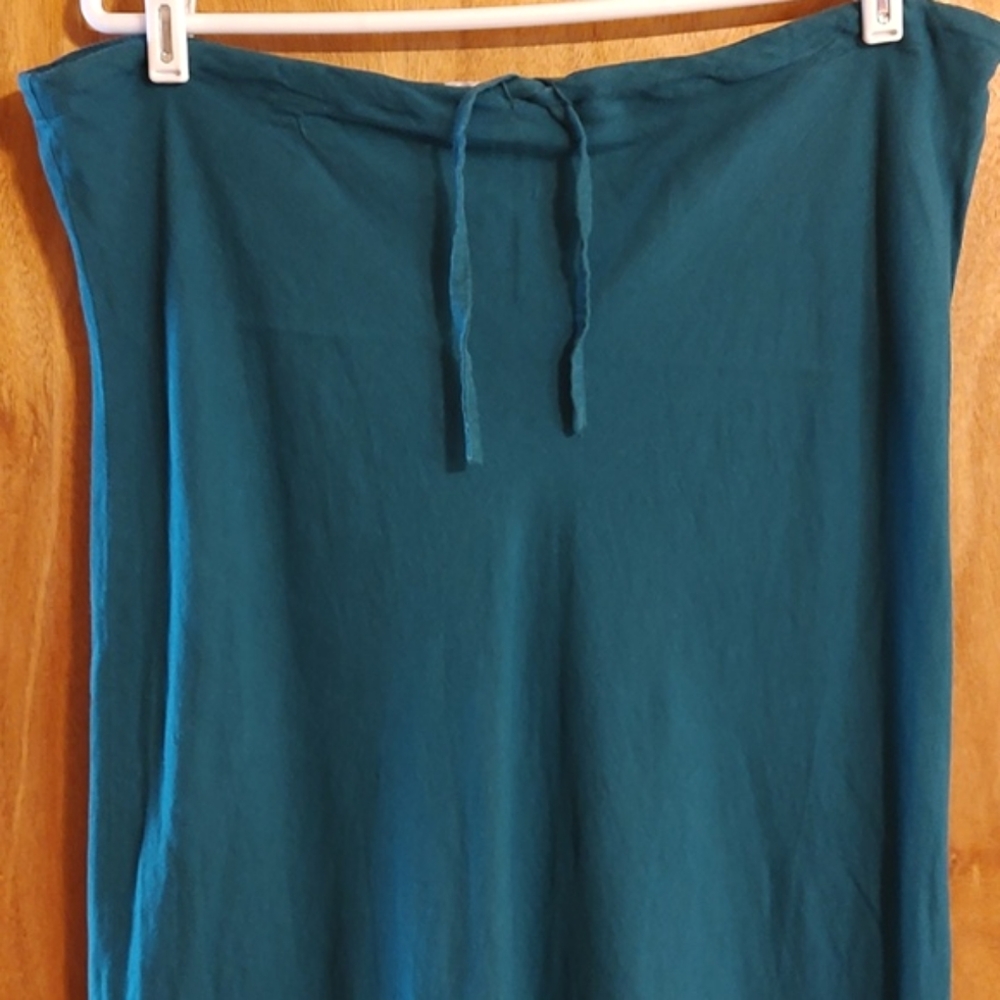Vintage Bill Edwards Turquoise Italian Linen Drawstring A-line Maxi Skirt Size L